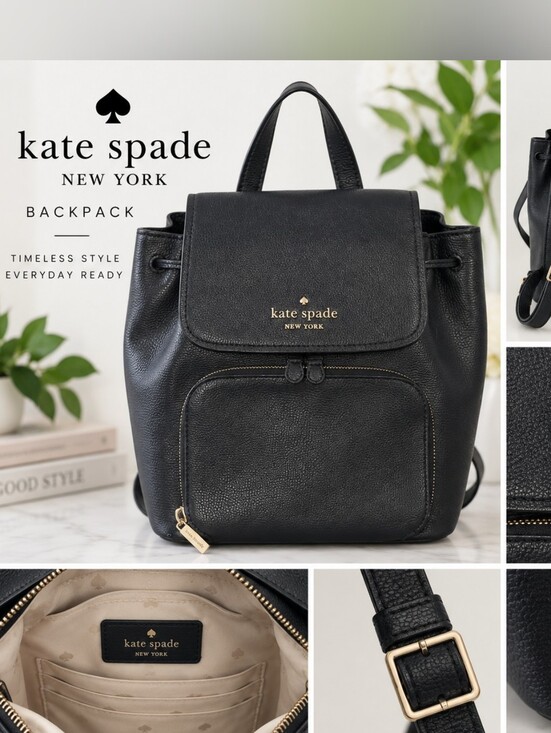 kate spade Handbags - Kate Spade New York Black Leather Drawstring Backpack